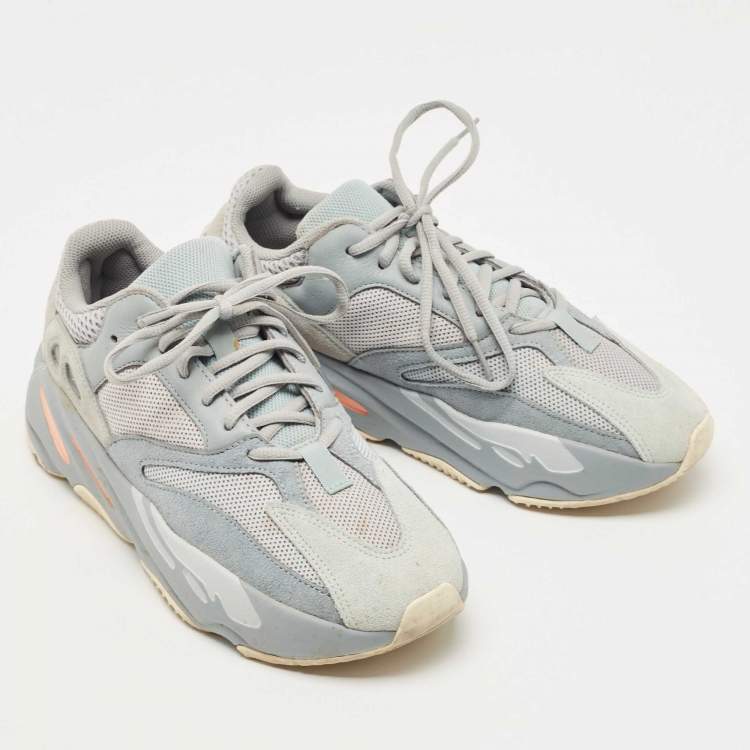 Pre Owned Yeezy x Adidas Tricolor Suede and Mesh Boost 700 Inertia Sneakers Size 42