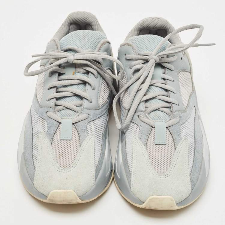Pre Owned Yeezy x Adidas Tricolor Suede and Mesh Boost 700 Inertia Sneakers Size 42