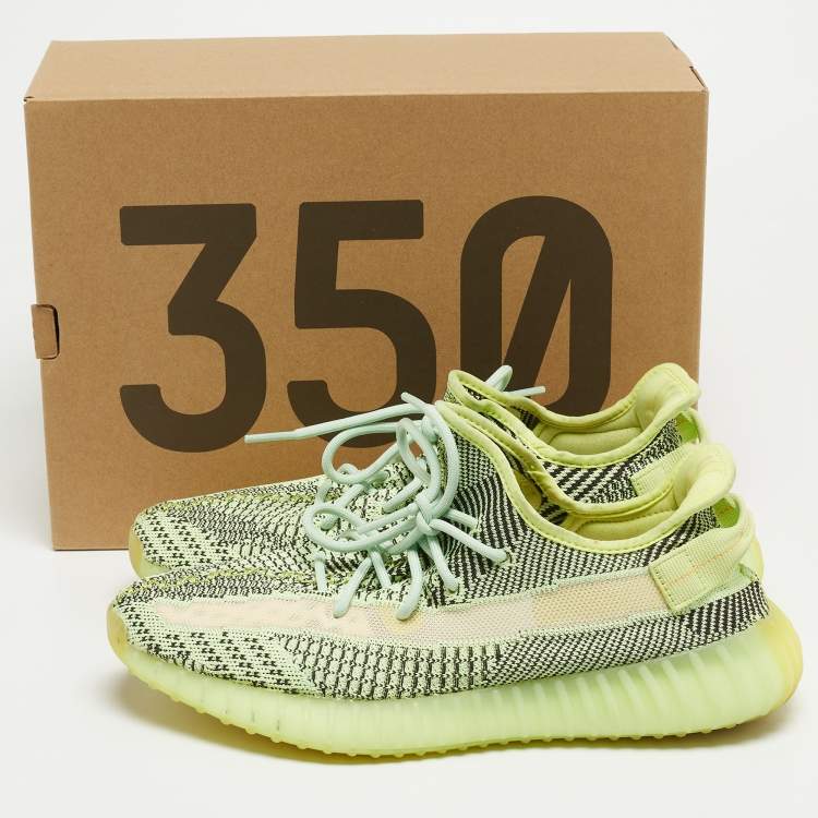 مملوكة مسبقًا Yeezy x Adidas Neon Green Knit Fabric Boost 350 V2 Yeezreel (Non Reflective) Sneakers Size 44 2/3