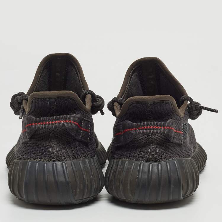 Pre Owned Yeezy x Adidas Black Knit Fabric Boost 350 V2 Black Non Reflective Sneakers Size 42 2/3