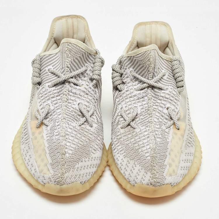Pre Owned Yeezy x Adidas Grey/White Knit Fabric Boost 350 V2 Static Sneakers Size 43 1/3