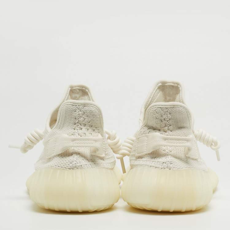 مملوكة مسبقًا Yeezy x Adidas White Knit Fabric Boost 350 V2 Bone Sneakers Size 44