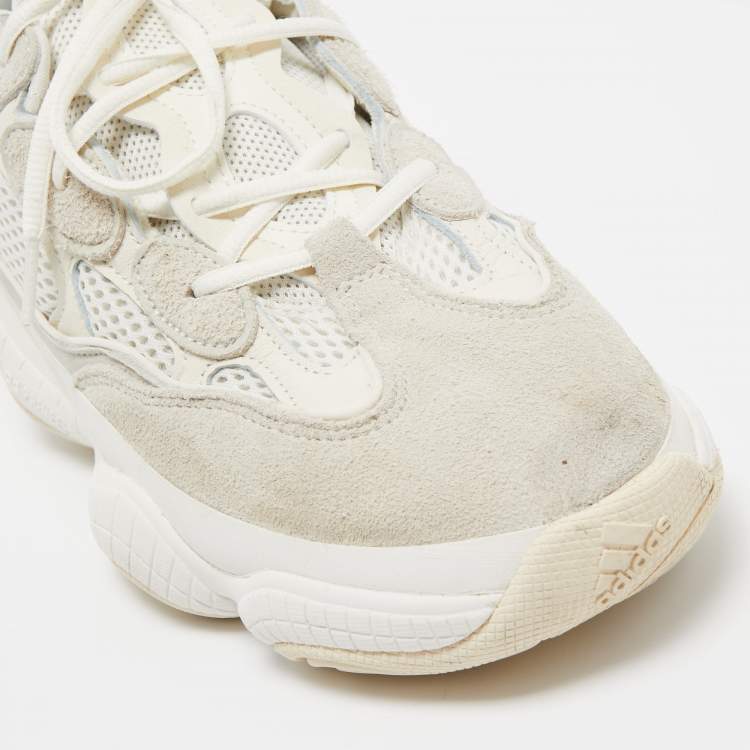Pre Owned Yeezy x Adidas White Mesh and Suede Yeezy 500 Bone White Sneakers Size 45 1/3