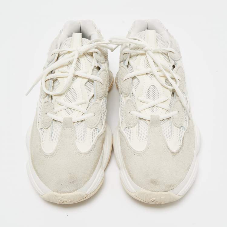 Pre Owned Yeezy x Adidas White Mesh and Suede Yeezy 500 Bone White Sneakers Size 45 1/3