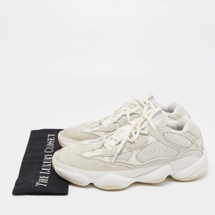 Pre Owned Yeezy x Adidas White Mesh and Suede Yeezy 500 Bone White Sneakers Size 45 1/3