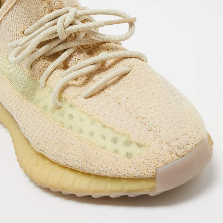 مملوكة مسبقًا Yeezy x Adidas Cream Knit Fabric Boost 350 V2-Flax Sneakers Size 44 2/3