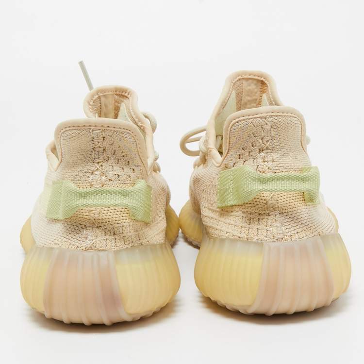 مملوكة مسبقًا Yeezy x Adidas Cream Knit Fabric Boost 350 V2-Flax Sneakers Size 44 2/3