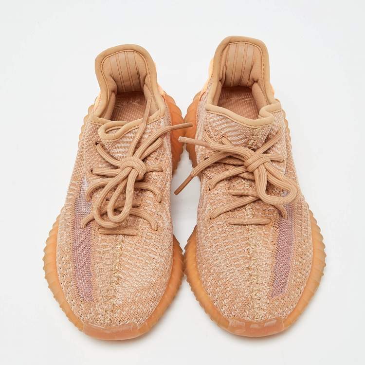 مملوكة مسبقًا Yeezy x Adidas Orange Knit Fabric Boost 350 V2 Clay Sneakers Size 36 2/3