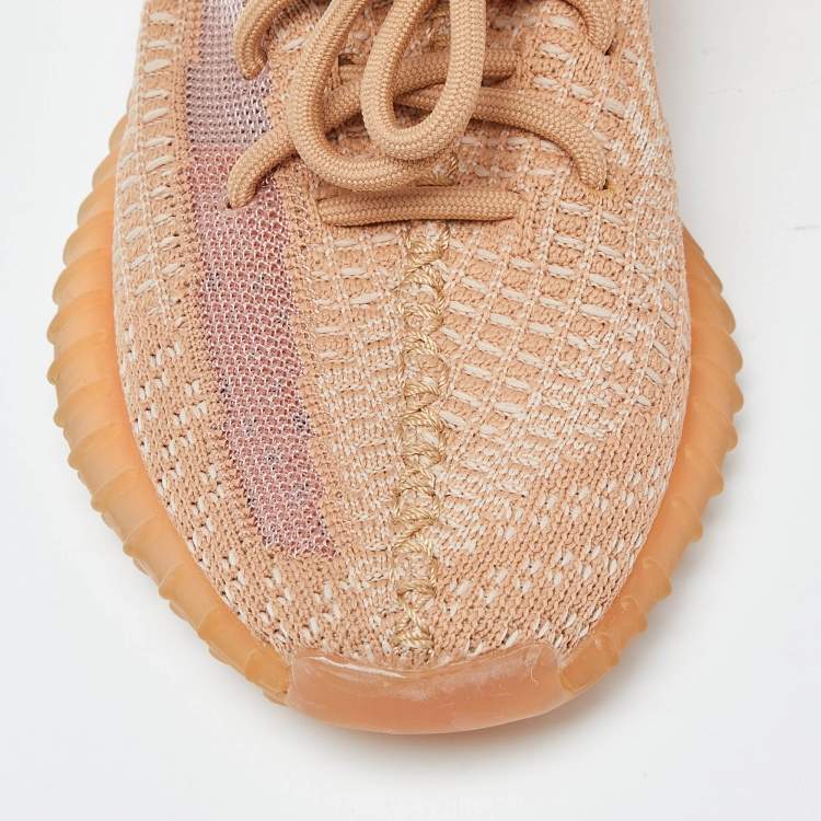 مملوكة مسبقًا Yeezy x Adidas Orange Knit Fabric Boost 350 V2 Clay Sneakers Size 36 2/3