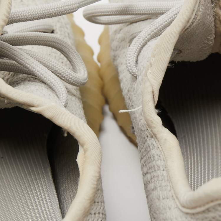 Pre Owned Yeezy x Adidas Grey Knit Fabric Boost 350 V2 Sesame Sneakers Size 44 2/3