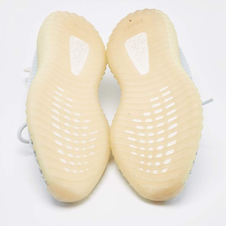 Pre Owned Yeezy x Adidas Two Tone Knit Fabric Boost 350 V2 Cloud White Non Reflective Sneakers Size 40 