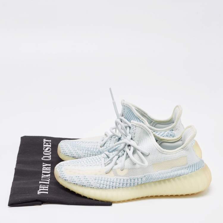 Pre Owned Yeezy x Adidas Two Tone Knit Fabric Boost 350 V2 Cloud White Non Reflective Sneakers Size 40 