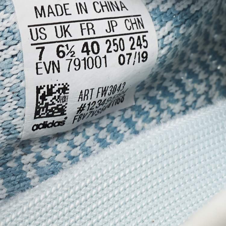 Pre Owned Yeezy x Adidas Two Tone Knit Fabric Boost 350 V2 Cloud White Non Reflective Sneakers Size 40 