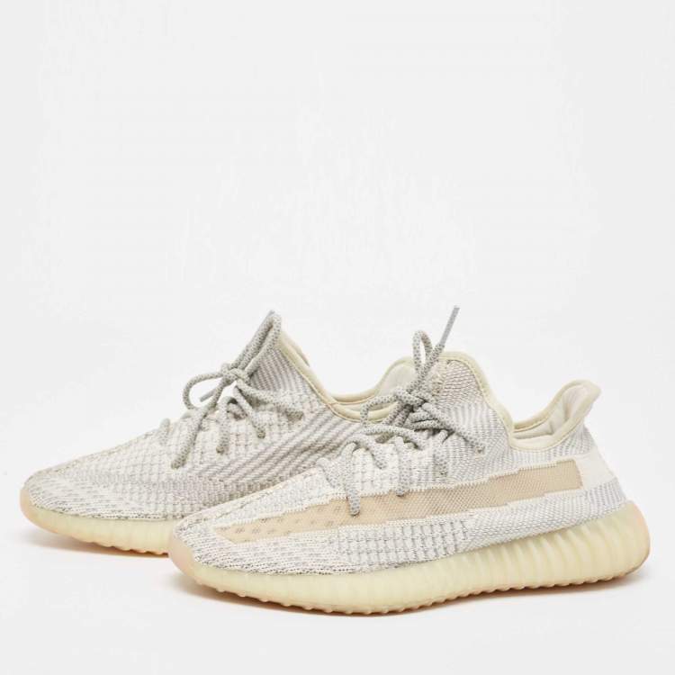 Pre Owned Yeezy x Adidas Two Tone Knit Fabric Boost 350 V2 Lundmark Sneakers Size 41 1/3