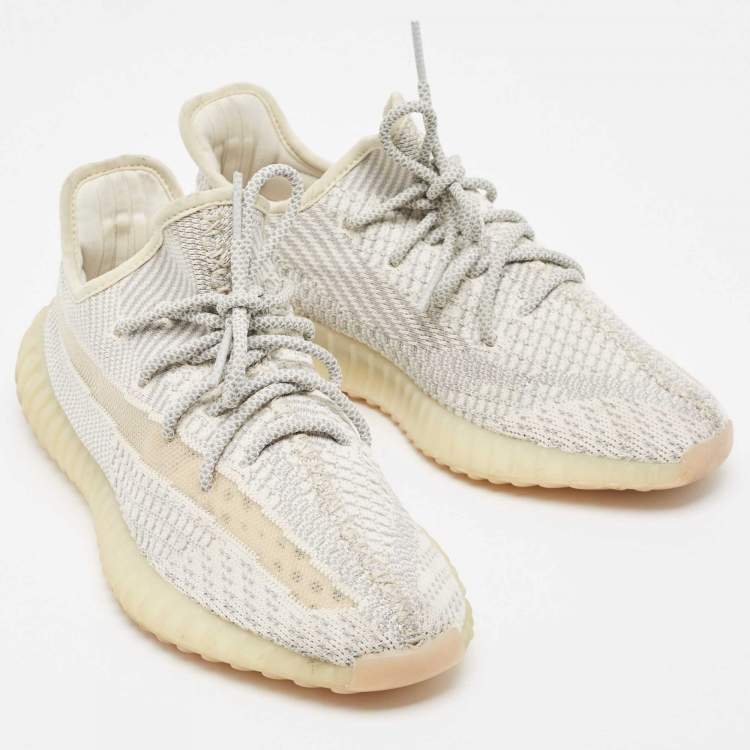 Pre Owned Yeezy x Adidas Two Tone Knit Fabric Boost 350 V2 Lundmark Sneakers Size 41 1/3