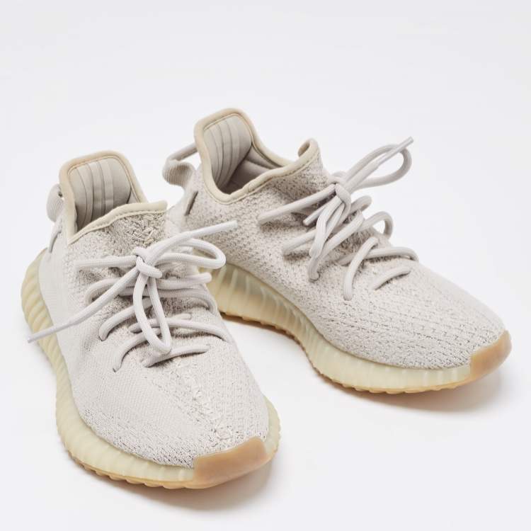 مملوكة مسبقًا Yeezy x Adidas Grey Knit Fabric Boost 350 V2 Sesame Sneakers Size 37 1/3