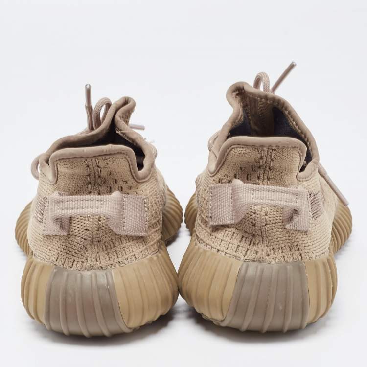 مملوكة مسبقًا Yeezy x Adidas Brown Knit Fabric Boost 350 V2 Earth Sneakers Size 38