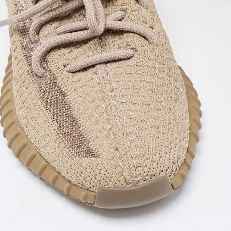 مملوكة مسبقًا Yeezy x Adidas Brown Knit Fabric Boost 350 V2 Earth Sneakers Size 38