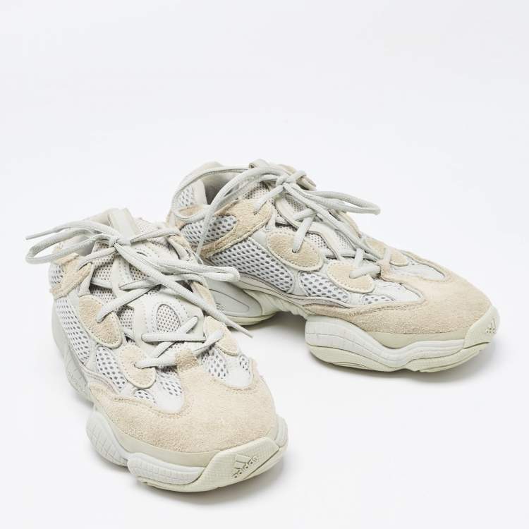 Pre Owned Yeezy x Adidas Two Tone Suede and Mesh Yeezy 500 Salt Sneakers Size 38