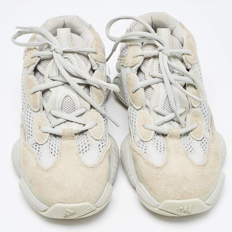 Pre Owned Yeezy x Adidas Two Tone Suede and Mesh Yeezy 500 Salt Sneakers Size 38