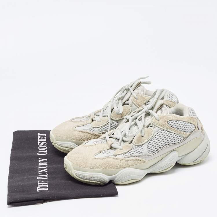 Pre Owned Yeezy x Adidas Two Tone Suede and Mesh Yeezy 500 Salt Sneakers Size 38