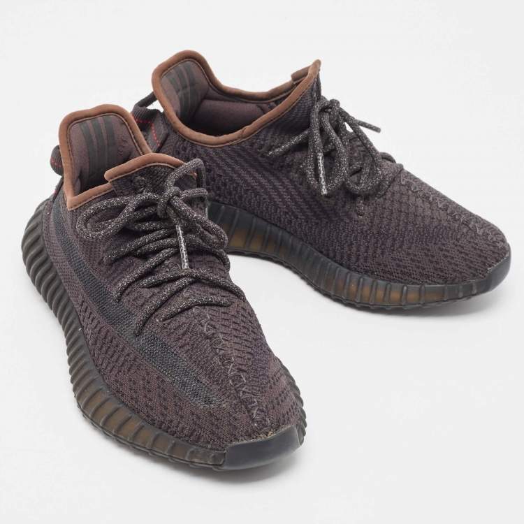 Pre Owned Yeezy x Adidas Black Knit Fabric Boost 350 V2 Black Non-Reflective Sneakers Size 38 2/3