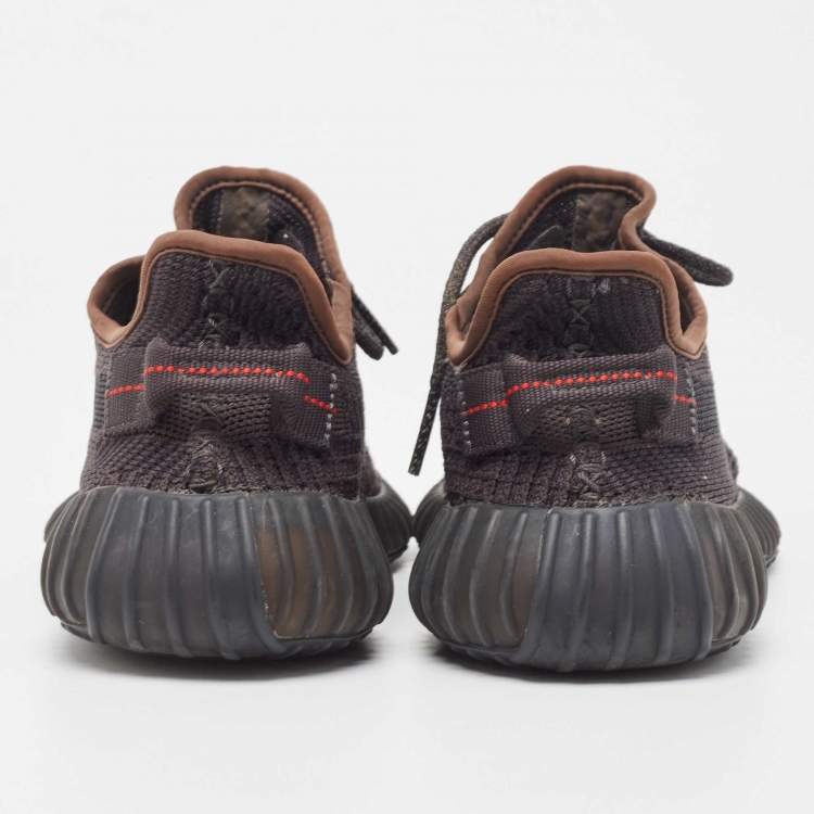 Pre Owned Yeezy x Adidas Black Knit Fabric Boost 350 V2 Black Non-Reflective Sneakers Size 38 2/3