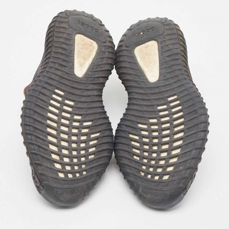 Pre Owned Yeezy x Adidas Black Knit Fabric Boost 350 V2 Black Non-Reflective Sneakers Size 38 2/3
