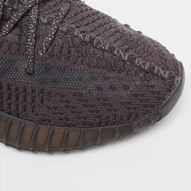 Pre Owned Yeezy x Adidas Black Knit Fabric Boost 350 V2 Black Non-Reflective Sneakers Size 38 2/3