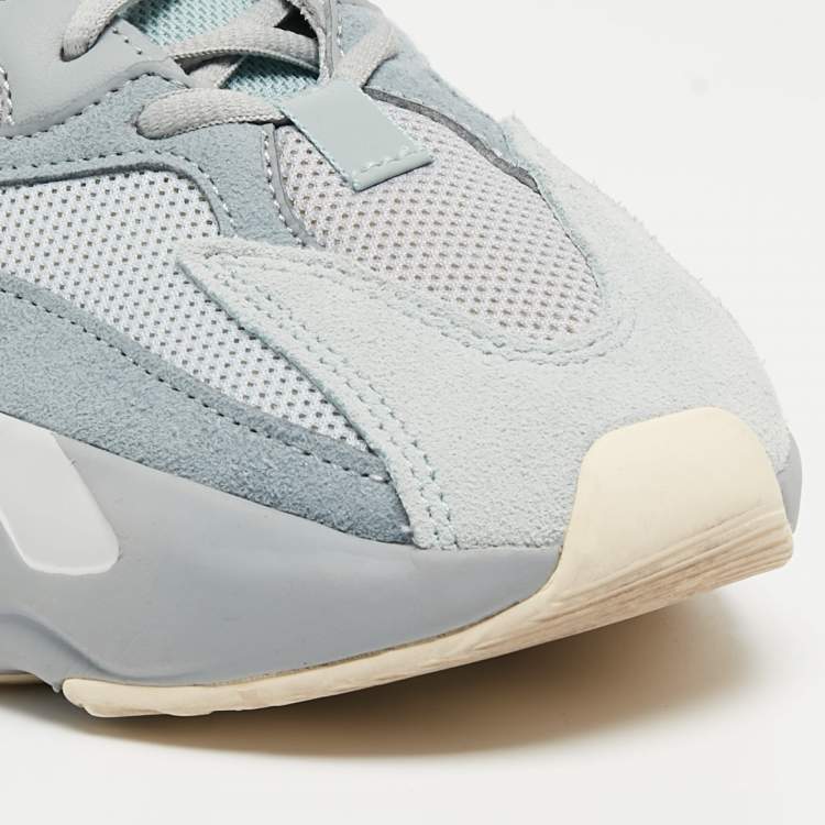 Pre Owned Adidas x Yeezy Blue Mesh and Leather Boost 700 Inertia Sneakers Size 40