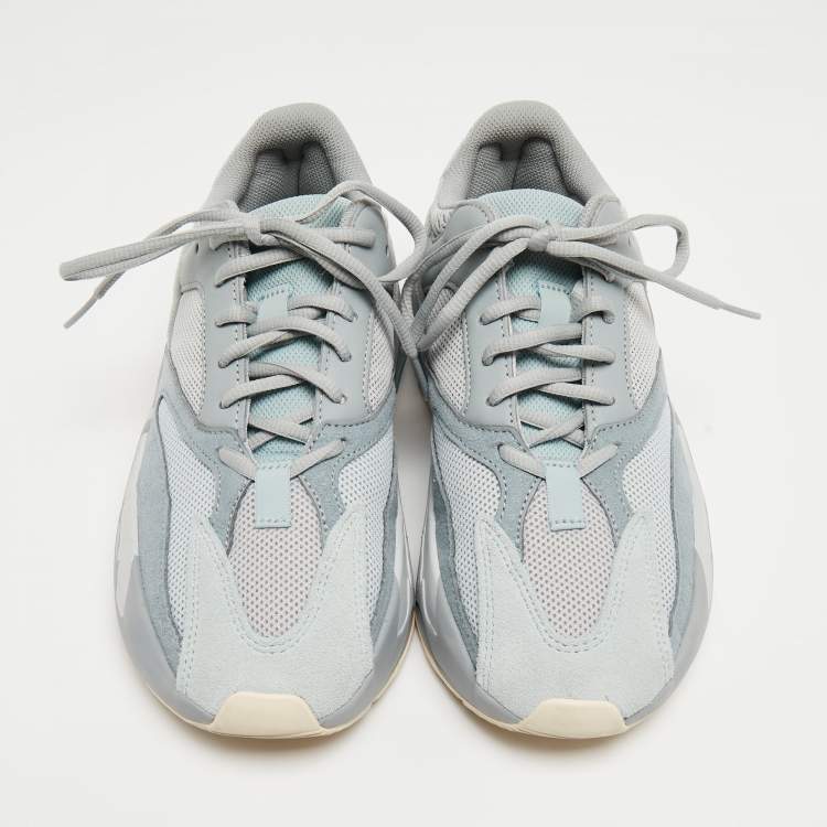 Pre Owned Adidas x Yeezy Blue Mesh and Leather Boost 700 Inertia Sneakers Size 40