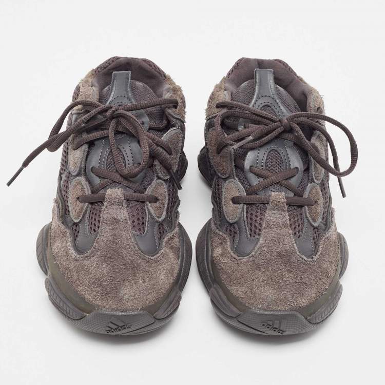 Pre Owned Adidas x Yeezy Black Mesh and Suede Boost Yeezy 500-utility-Black Sneakers Size 40