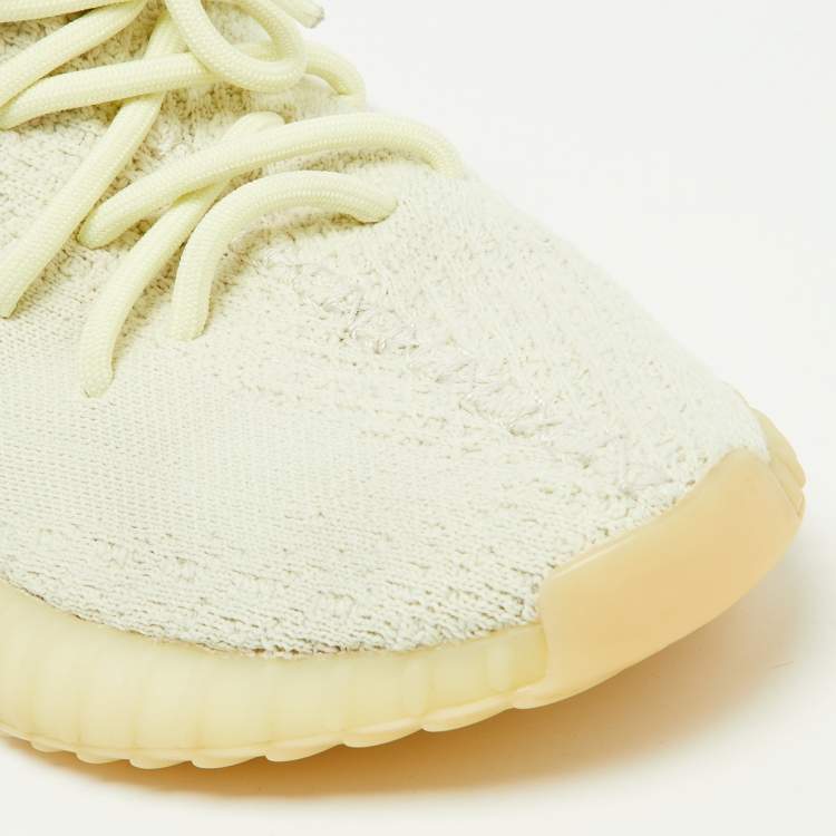 Pre Owned Yeezy x Adidas Yellow Knit Fabric Boost 350 V2 Butter Sneakers Size 38 2/3