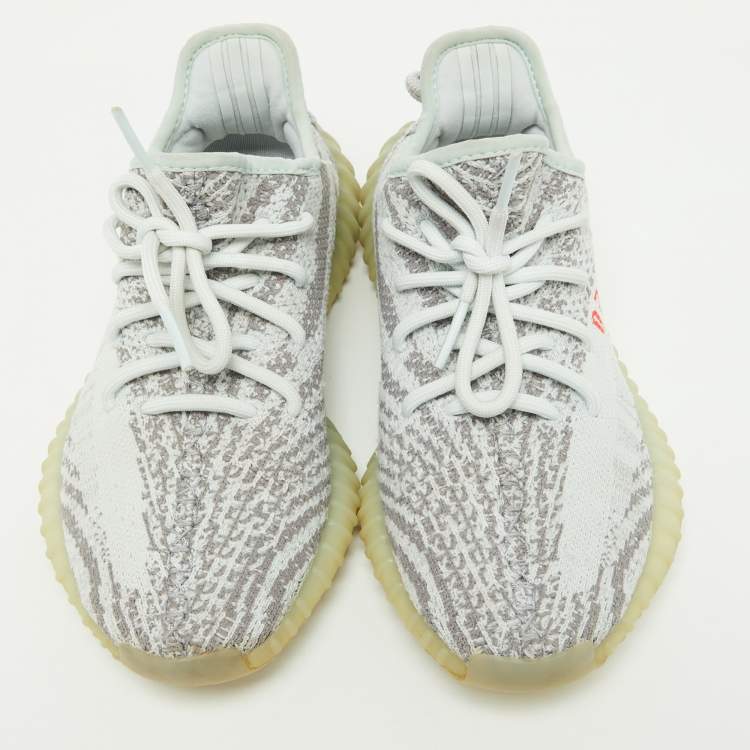 Pre Owned Yeezy x Adidas Light Blue Cotton Knit Boost 350 V2 Blue Tint Sneakers Size 38 2/3