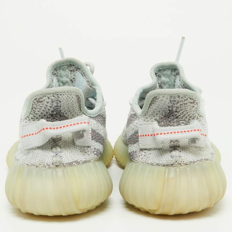Pre Owned Yeezy x Adidas Light Blue Cotton Knit Boost 350 V2 Blue Tint Sneakers Size 38 2/3