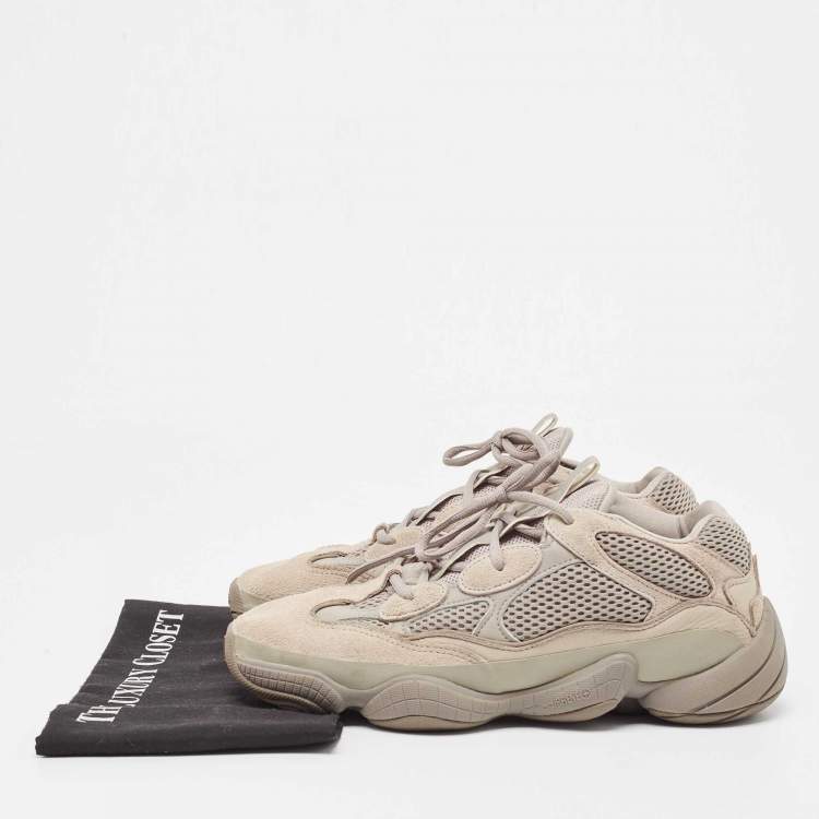 Pre Owned Yeezy x Adidas Ash Grey Mesh and Suede Yeezy 500 Sneakers Size 42 2/3