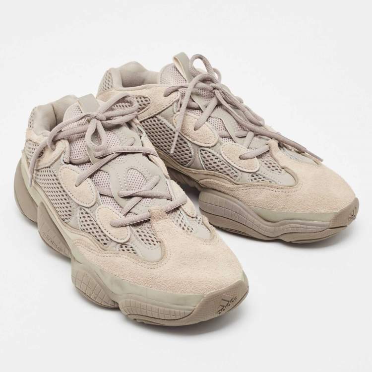 Pre Owned Yeezy x Adidas Ash Grey Mesh and Suede Yeezy 500 Sneakers Size 42 2/3