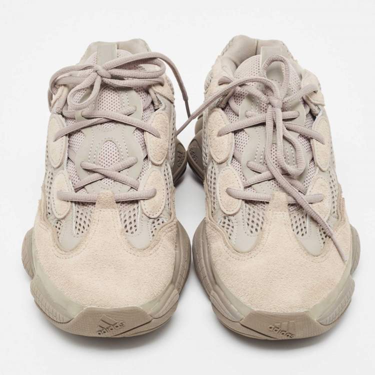 Pre Owned Yeezy x Adidas Ash Grey Mesh and Suede Yeezy 500 Sneakers Size 42 2/3