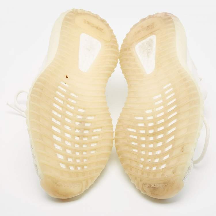 Pre Owned Yeezy x Adidas White Knit Fabric Boost 350 V2 Cream Sneakers Size 43 1/3