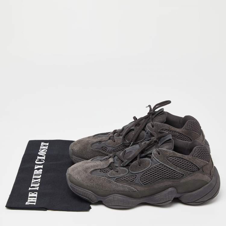 Pre Owned Yeezy x Adidas Black Suede and Mesh Boost 500 Utility Sneakers Size 42