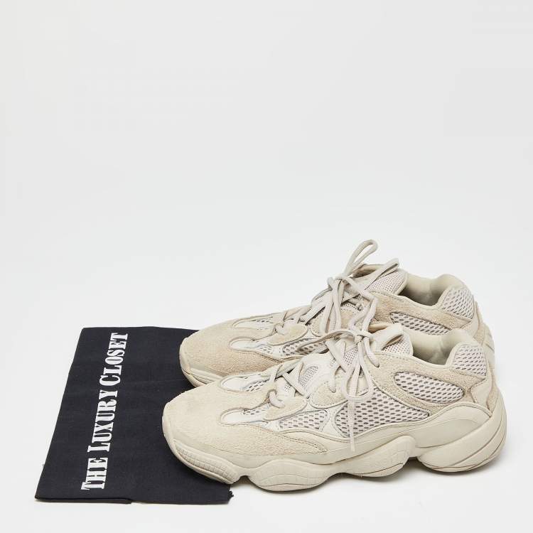 Pre Owned Yeezy x Adidas Cream Suede and Mesh Yeezy 500 Blush Sneakers Size 42