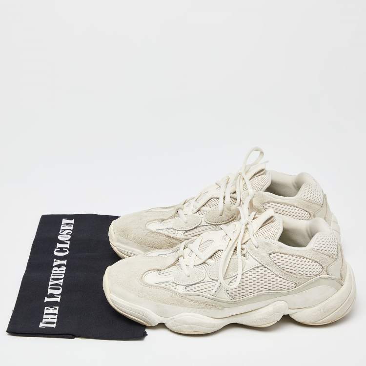 مملوكة مسبقًا Yeezy x Adidas Off White Suede and Mesh 500 Bone White Sneakers Size 42 2/3