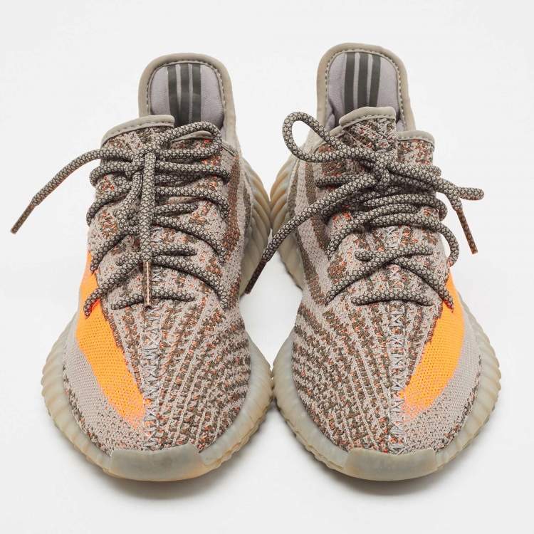 Pre Owned Adidas x Yeezy Grey Knit Fabric Boost-350-v2-beluga-non reflective Sneakers Size 43 1/3