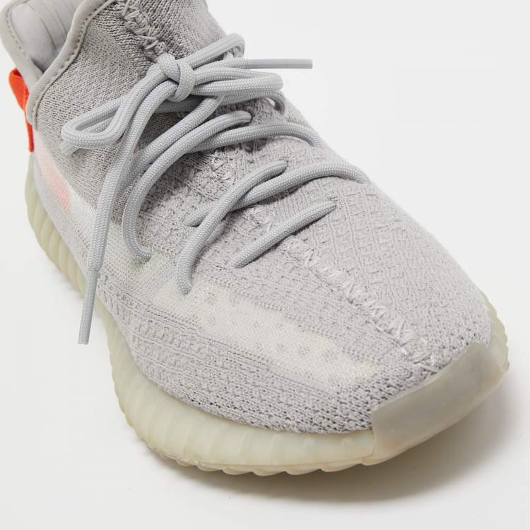 Pre Owned Adidas x Yeezy Grey Knit Fabric Boost-350-v2-tail-light Sneakers Size 43 1/3