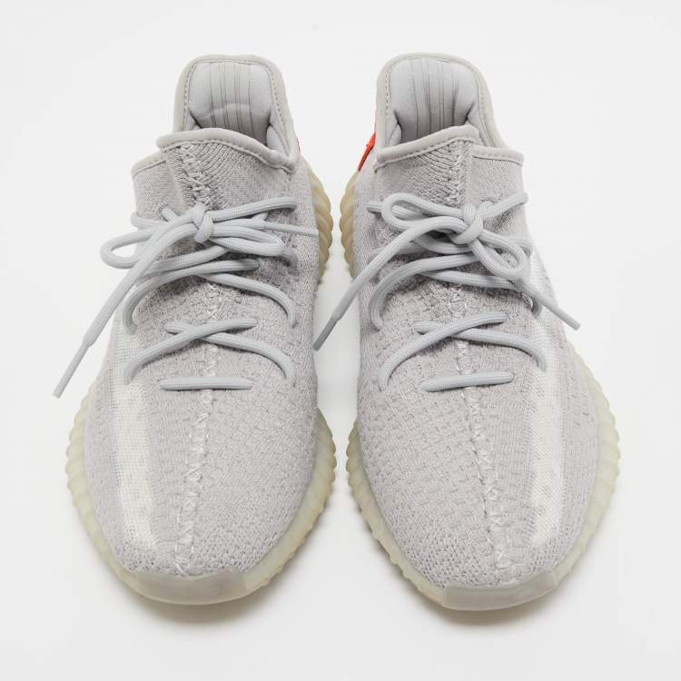 Pre Owned Adidas x Yeezy Grey Knit Fabric Boost-350-v2-tail-light Sneakers Size 43 1/3