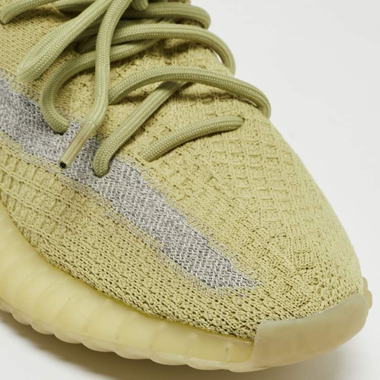 Pre Owned Yeezy x Adidas Yellow Knit Fabric Boost 350 V2 Marsh Sneakers Size 38