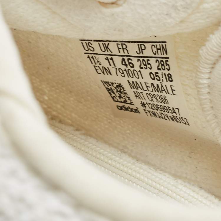 مملوكة مسبقًا Yeezy x Adidas White Knit Fabric Boost 350 V2 Cream Sneakers Size 46