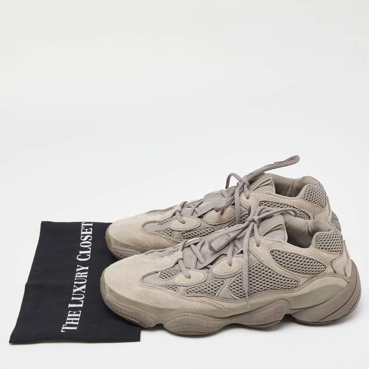 Pre Owned Yeezy x Adidas Grey Suede and Mesh 500 Ash Grey Sneakers Size 46 2/3