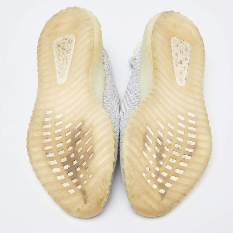 Pre Owned Yeezy x Adidas White/Grey Knit Fabric Boost 350 V2 Static Reflective Sneakers Size 46