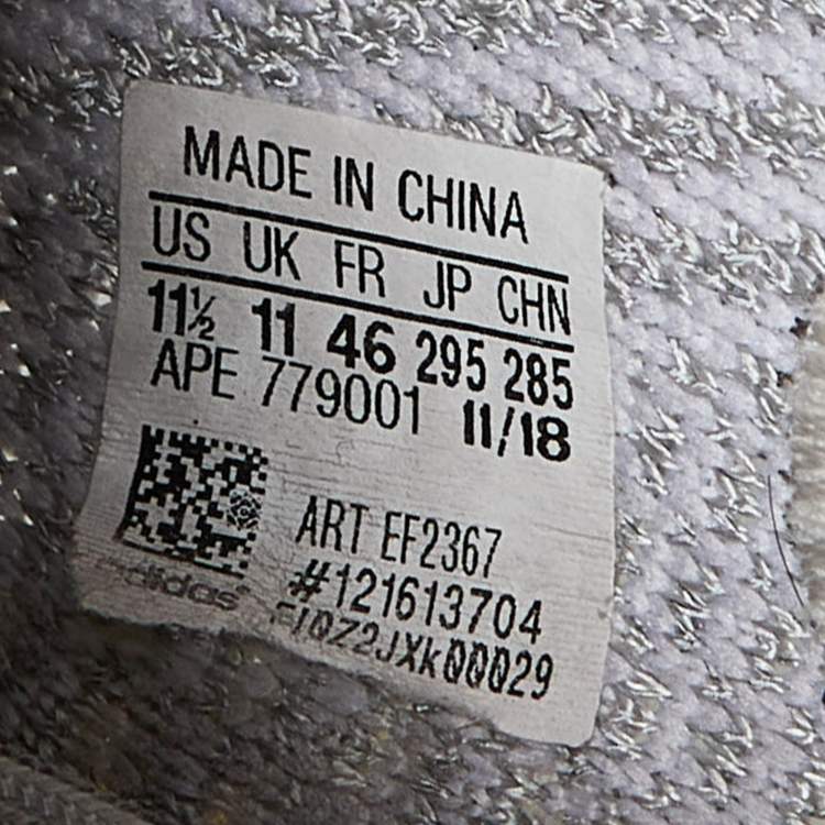 Pre Owned Yeezy x Adidas White/Grey Knit Fabric Boost 350 V2 Static Reflective Sneakers Size 46